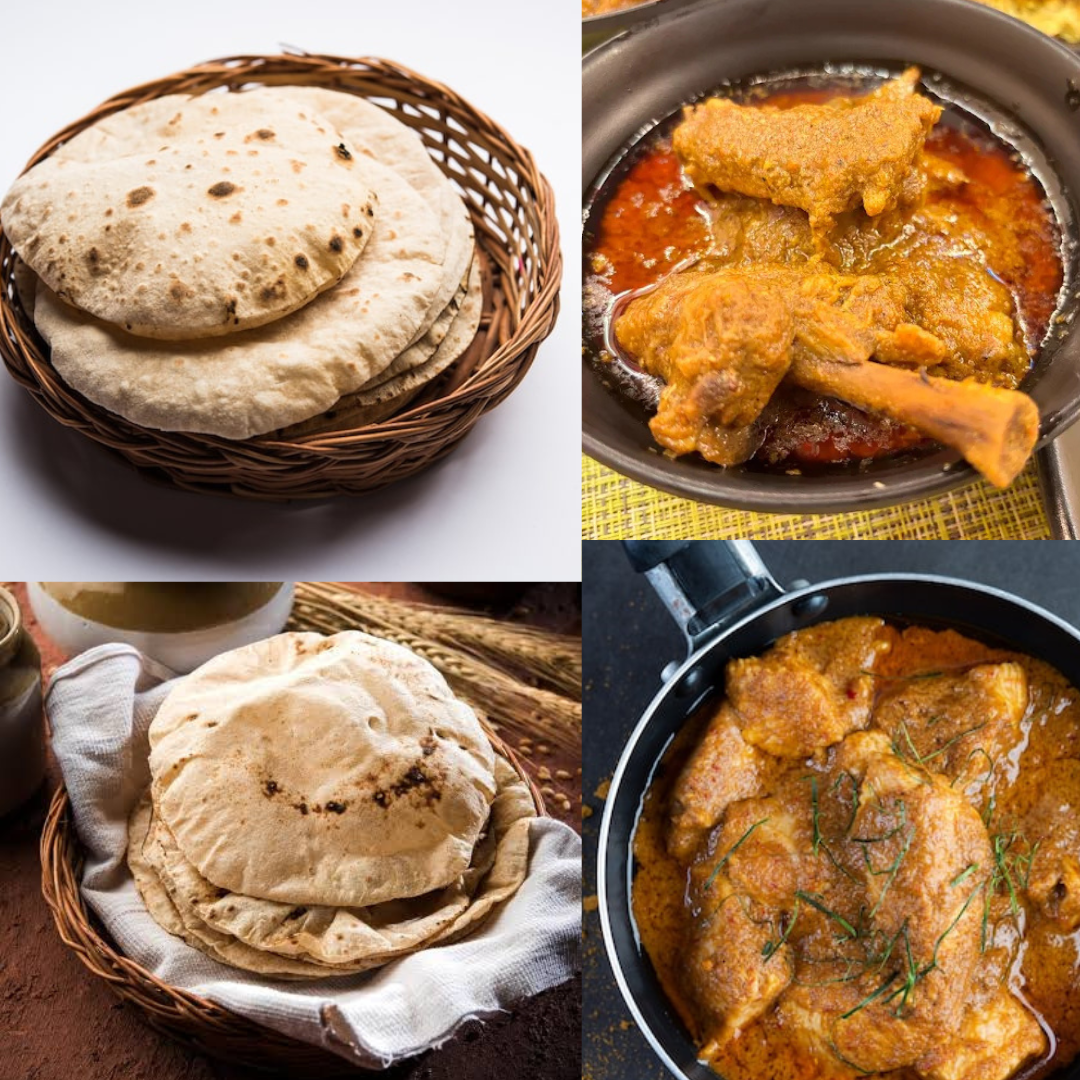 3 pcs Roti and 2 pcs Chicken Kosha